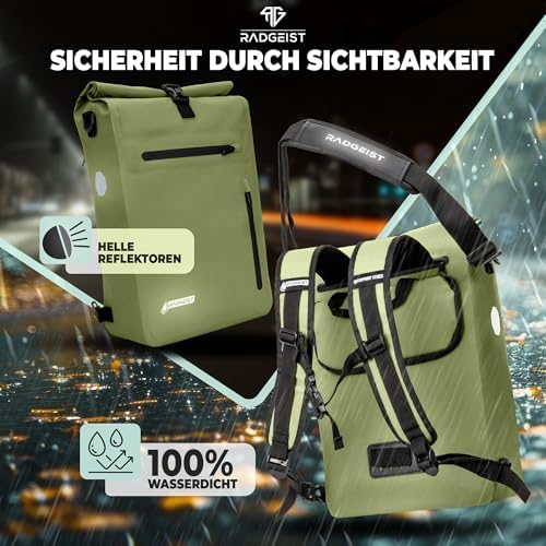 RADGEIST 3in1 Fahrradtasche für Gepäckträger - Wasserdichter Rucksack mit Laptopfach für Unterwegs - 25L - Blau