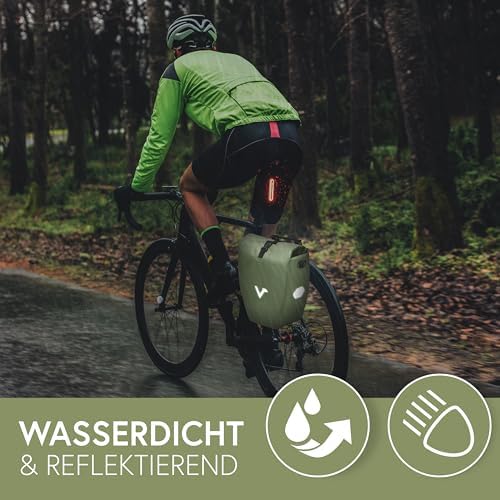 Valkental Große & wasserdichte Fahrradtasche für Gepäckträger – Robuste, abschließbare Tragetasche mit großen Reflektore