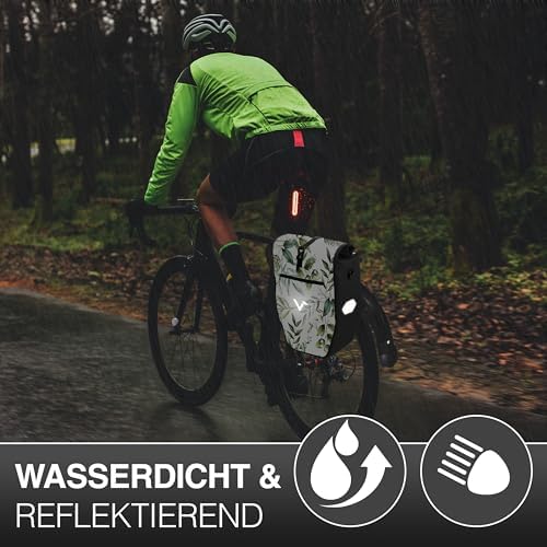 Valkental Große & wasserdichte Fahrradtasche für Gepäckträger – Robuste, abschließbare Tragetasche mit großen Reflektore