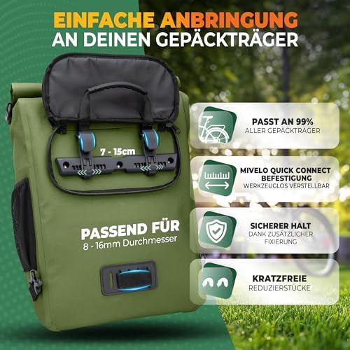 MIVELO 3in1 Fahrradtasche für Gepäckträger - 100% wasserdicht, perfekt für Abenteuer!