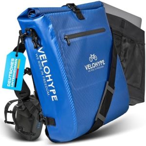 3in1 Fahrradtasche Gepäckträger 25L wasserdicht & reflektierend | Carbon-Hydroguard für Rucksack & Helmnetz