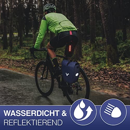 Valkental Große & wasserdichte Fahrradtasche für Gepäckträger – Robuste, abschließbare Tragetasche mit großen Reflektore