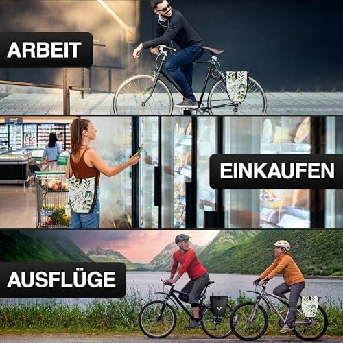 Valkental Große & wasserdichte Fahrradtasche für Gepäckträger – Robuste, abschließbare Tragetasche mit großen Reflektore