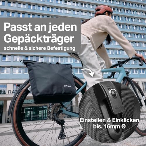 otinga® Shopper Fahrradtasche faltbar 14L - leichte, wasserabweisende Einkaufstasche für Fahrradgepäckträger, ideal für