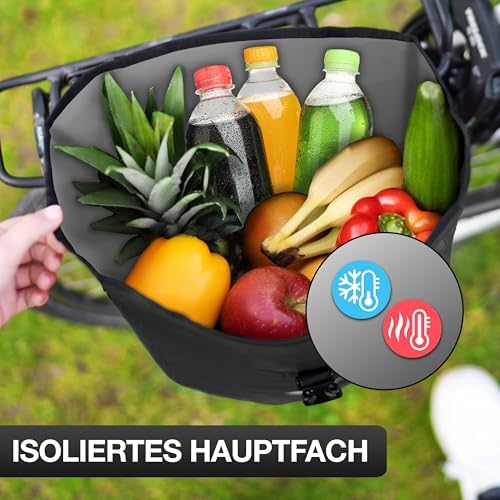 Valkental Große & wasserdichte Fahrradtasche für Gepäckträger – Robuste, abschließbare Tragetasche mit großen Reflektore