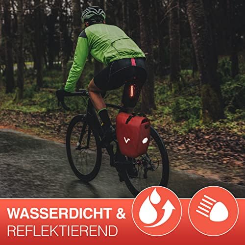 Valkental Große & wasserdichte Fahrradtasche für Gepäckträger – Robuste, abschließbare Tragetasche mit großen Reflektore