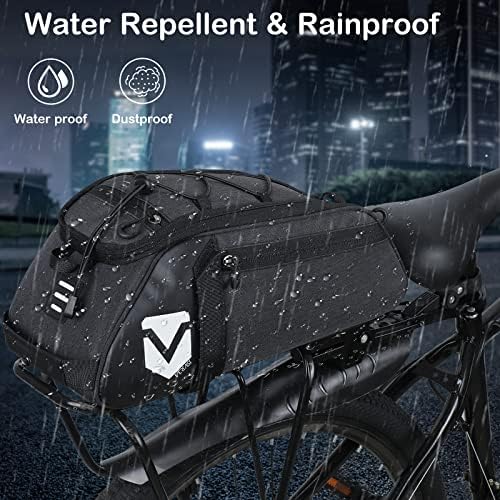 Schwarze Fahrradtasche für Gepäckträger – 8L Kühlfunktion, wasserdicht & isolierend, ideal für Ausflüge