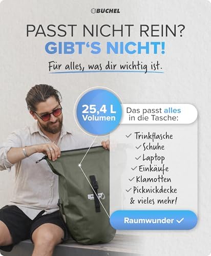 Büchel Fahrradtasche für Gepäckträger – 100% wasserdicht, mit Tragegriff & Schultergurt, ideal für Fahrradtouren