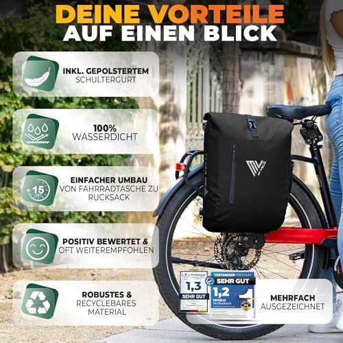 MIVELO 3in1 Fahrradtasche für Gepäckträger - 100% wasserdicht, perfekt für Abenteuer!