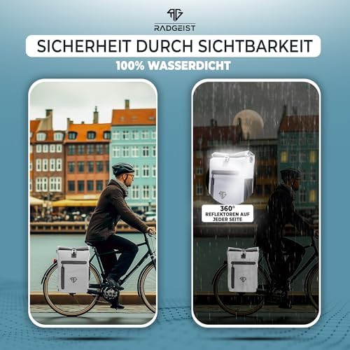 RADGEIST 3in1 Fahrradtasche für Gepäckträger – 100% wasserdicht, vielseitig als Rucksack & Umhängetasche für aufregende