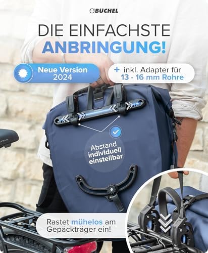 Büchel Fahrradtasche für Gepäckträger – 100% wasserdicht, mit Tragegriff & Schultergurt, ideal für Fahrradtouren