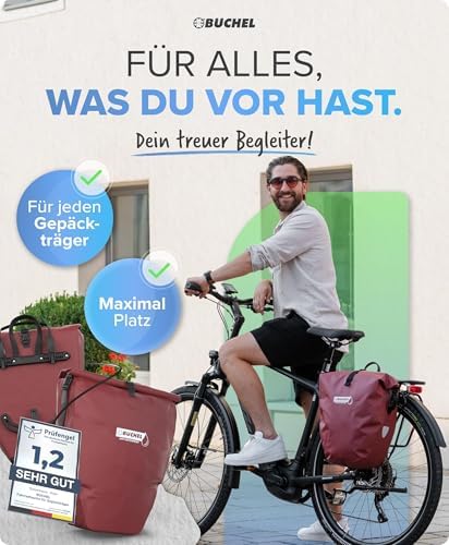 Büchel Fahrradtasche für Gepäckträger – 100% wasserdicht, mit Tragegriff & Schultergurt, ideal für Fahrradtouren