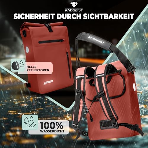 RADGEIST 3in1 Fahrradtasche für Gepäckträger - Wasserdichter Rucksack mit Laptopfach für Unterwegs - 25L - Blau