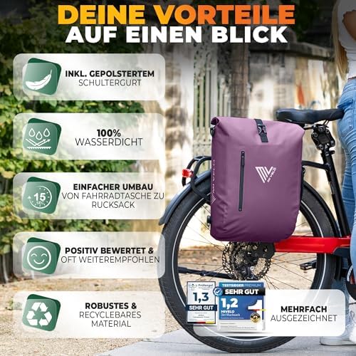 MIVELO 3in1 Fahrradtasche für Gepäckträger - 100% wasserdicht, perfekt für Abenteuer!