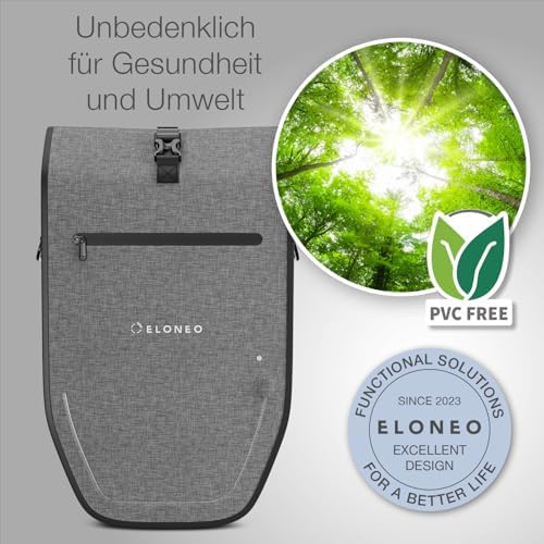 ELONEO Fahrradtasche für Gepäckträger 20L – 100% wasserdicht mit LED Licht für sicheres Radfahren mintgrün