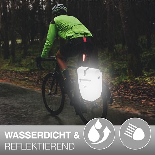 Valkental Große & wasserdichte Fahrradtasche für Gepäckträger – Robuste, abschließbare Tragetasche mit großen Reflektore