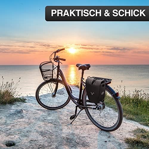 Valkental Große & wasserdichte Fahrradtasche für Gepäckträger – Robuste, abschließbare Tragetasche mit großen Reflektore