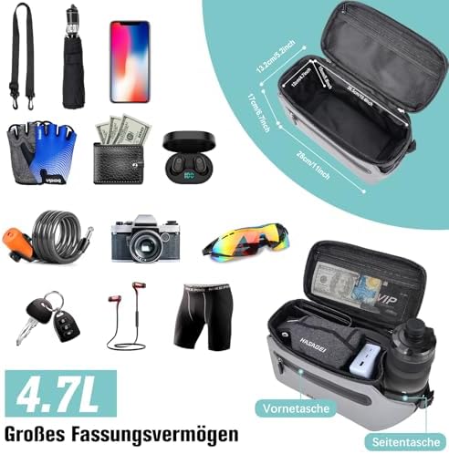 GXCROR Lenkertasche |7L mit Schnellrelease | Wasserdicht & stabil für City & Trekking | Handyfach + Getränkehalter