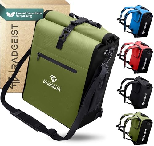 RADGEIST 3in1 Fahrradtasche für Gepäckträger - Wasserdichter Rucksack mit Laptopfach für Unterwegs - 25L - Blau