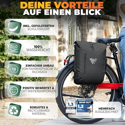 MIVELO 3in1 Fahrradtasche für Gepäckträger - 100% wasserdicht, perfekt für Abenteuer!