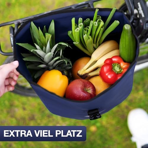 Valkental Große & wasserdichte Fahrradtasche für Gepäckträger – Robuste, abschließbare Tragetasche mit großen Reflektore